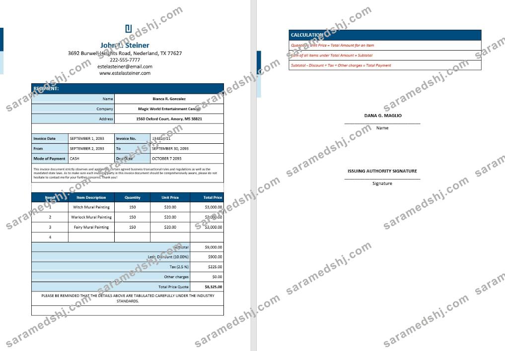 Free Freelance Artist Invoice
